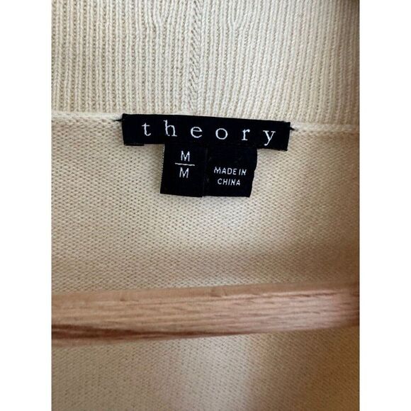 Theory Women's Wool Cream Open Cardigan Pockets Medium Lagenlook Minimalist - Picture 3 of 8